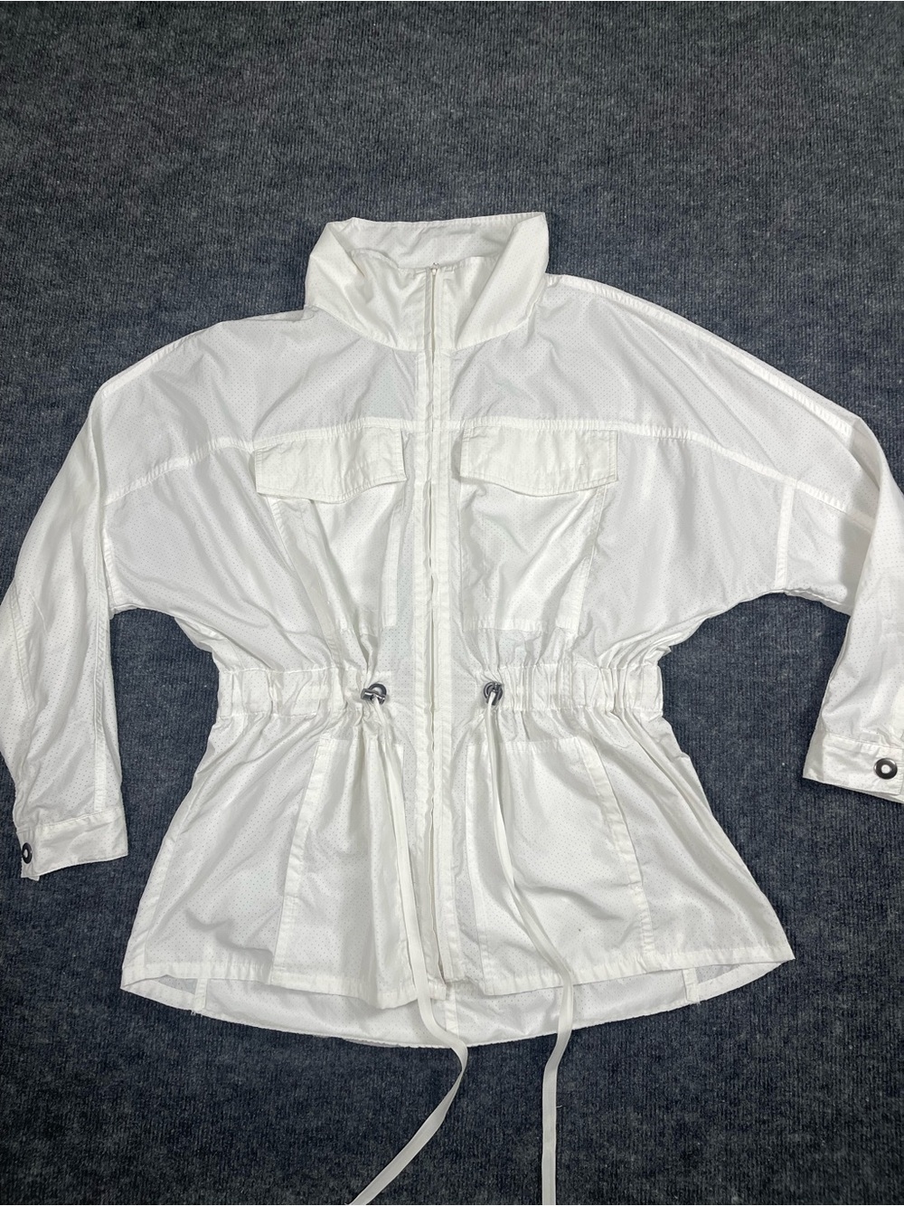 CAbi White Drawstring-Waist Utility Jacket